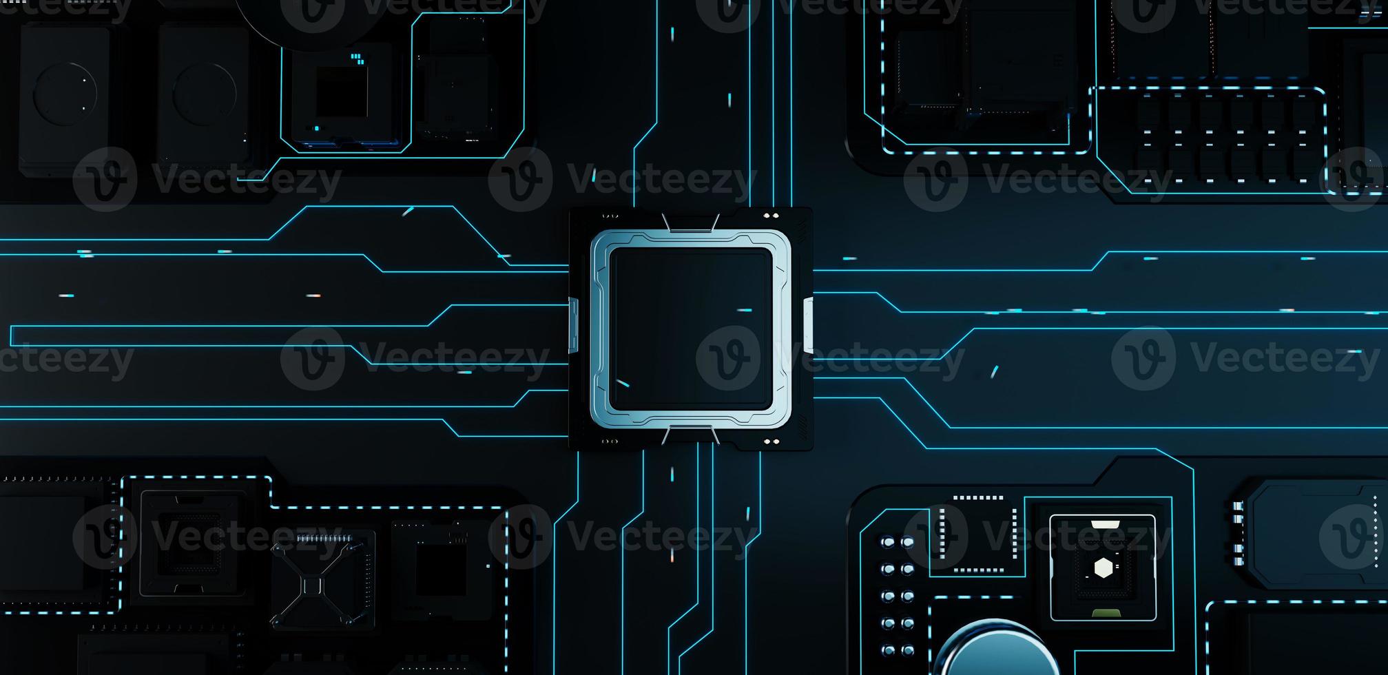 the variety of different types of chips and electronic components on the printed circuit board photo