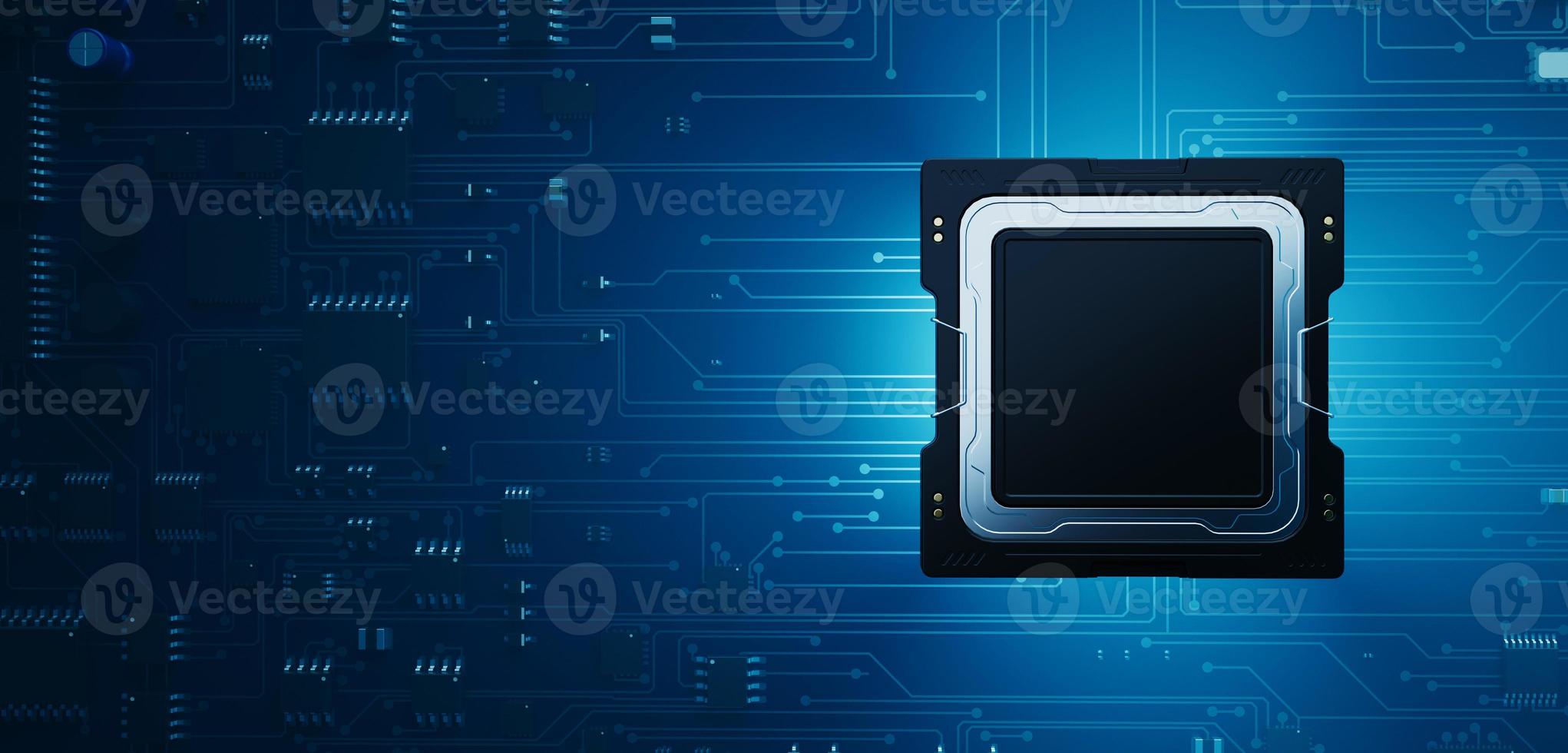 the variety of different types of chips and electronic components on the printed circuit board photo