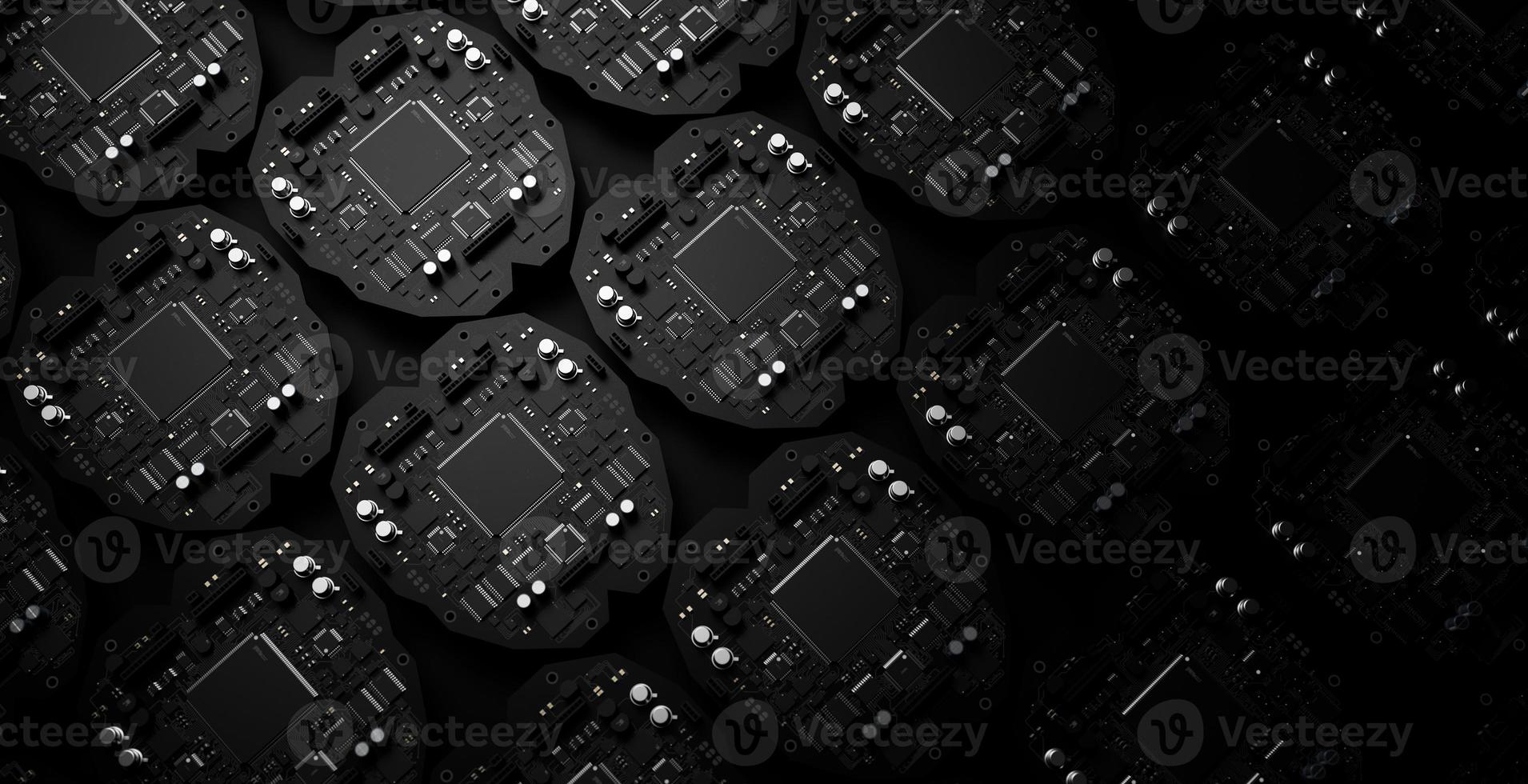 the variety of different types of chips and electronic components on the printed circuit board photo