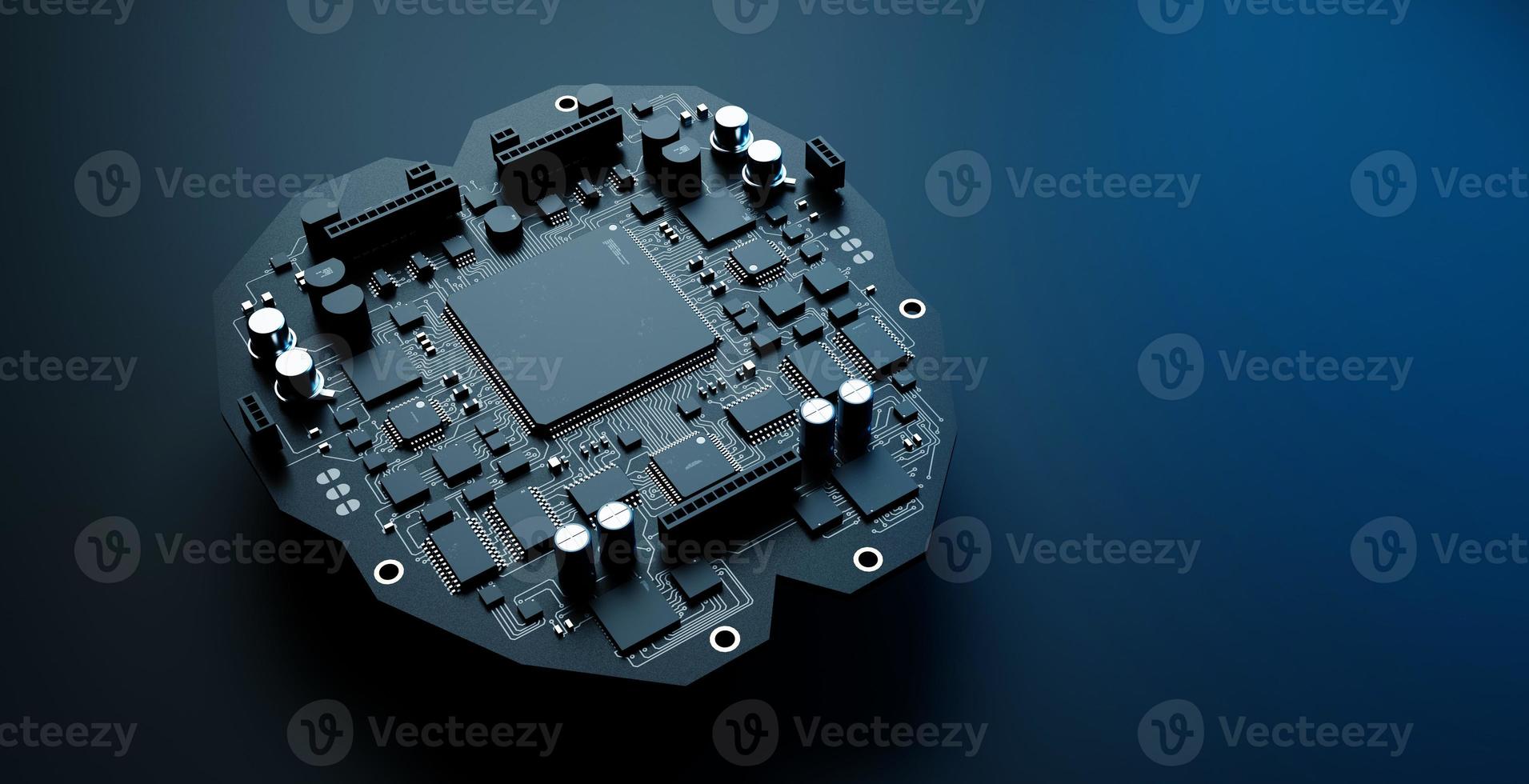 the variety of different types of chips and electronic components on the printed circuit board photo