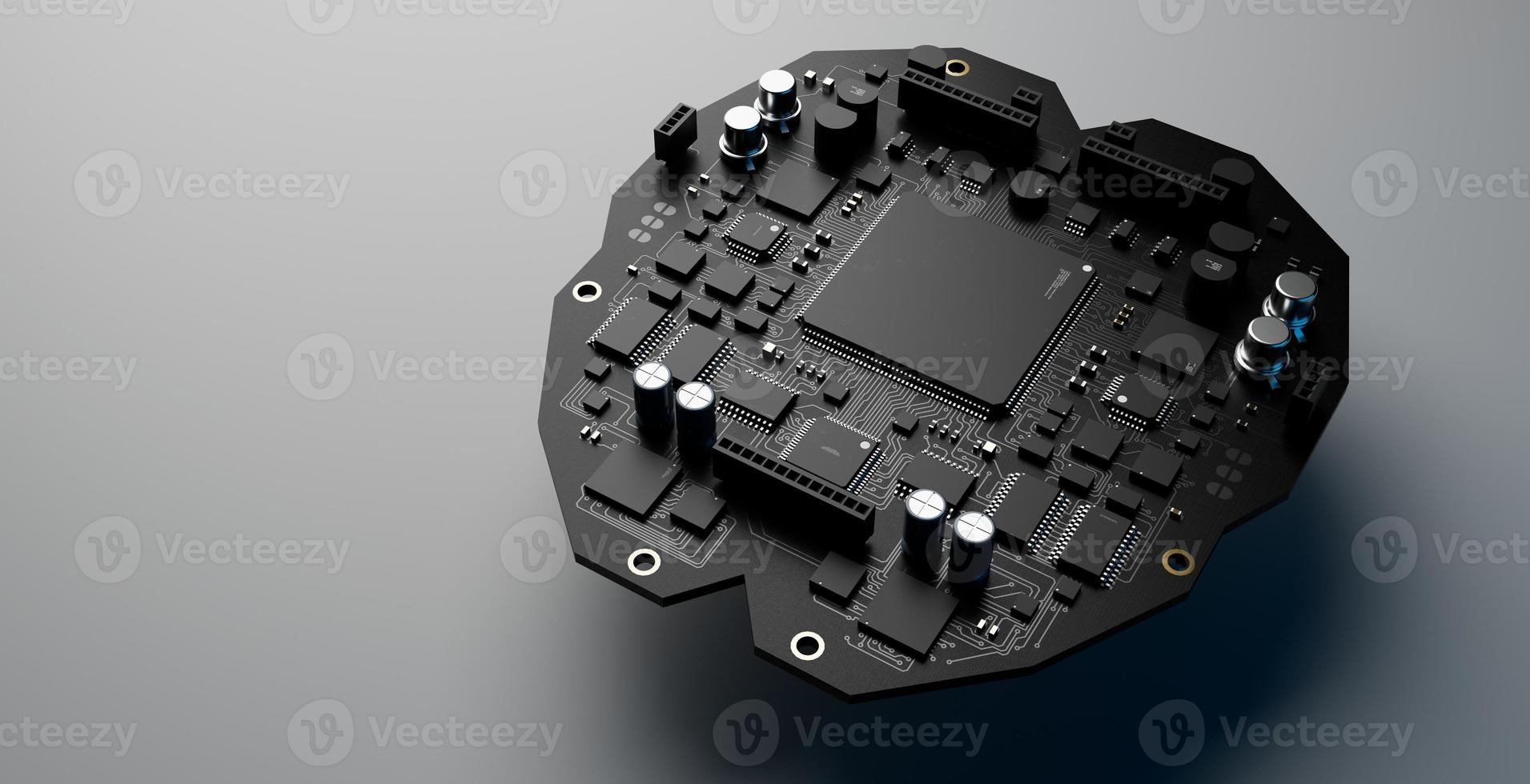 the variety of different types of chips and electronic components on the printed circuit board photo