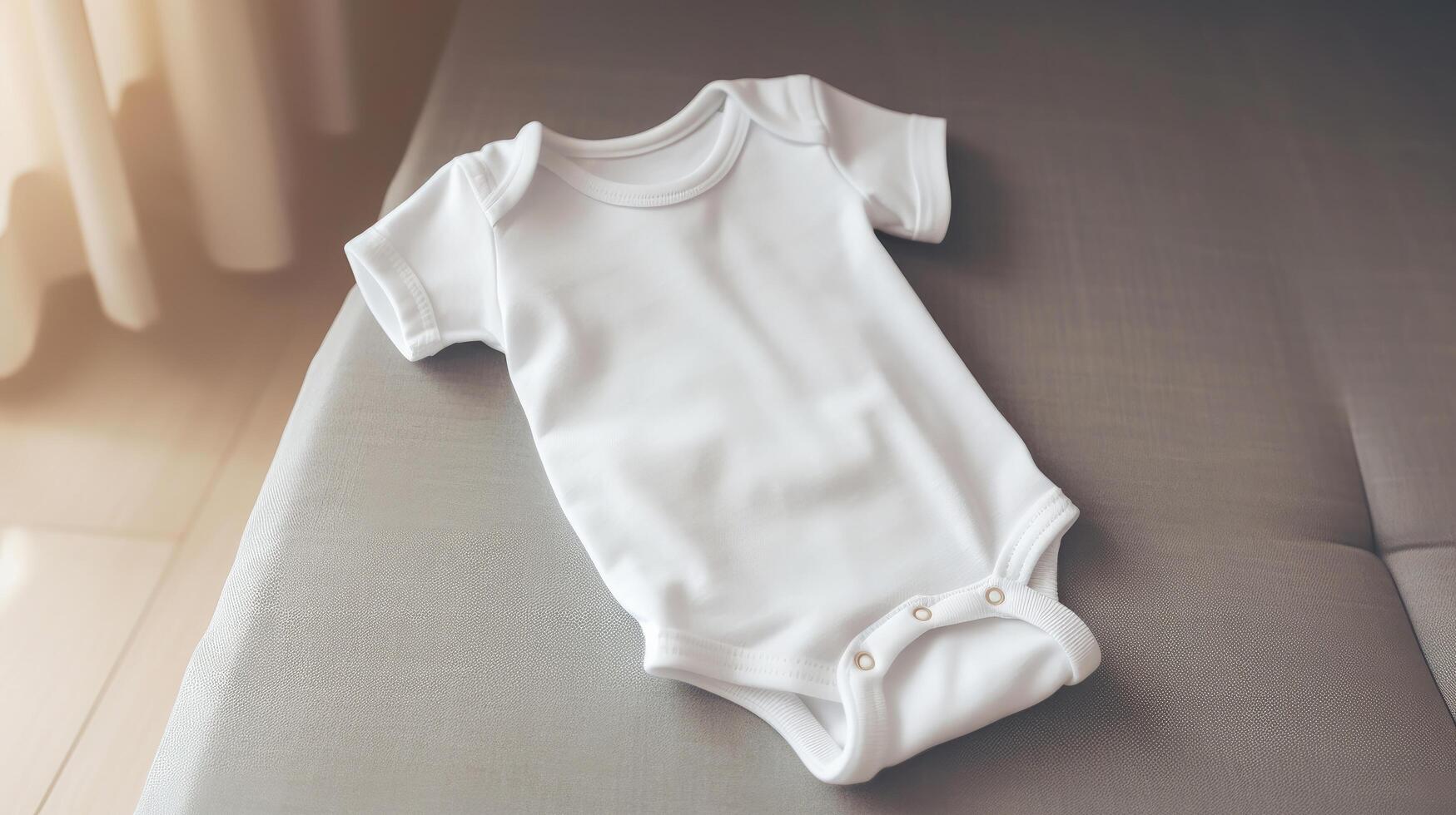 White baby sleeve bodysuit mockup. Illustration photo