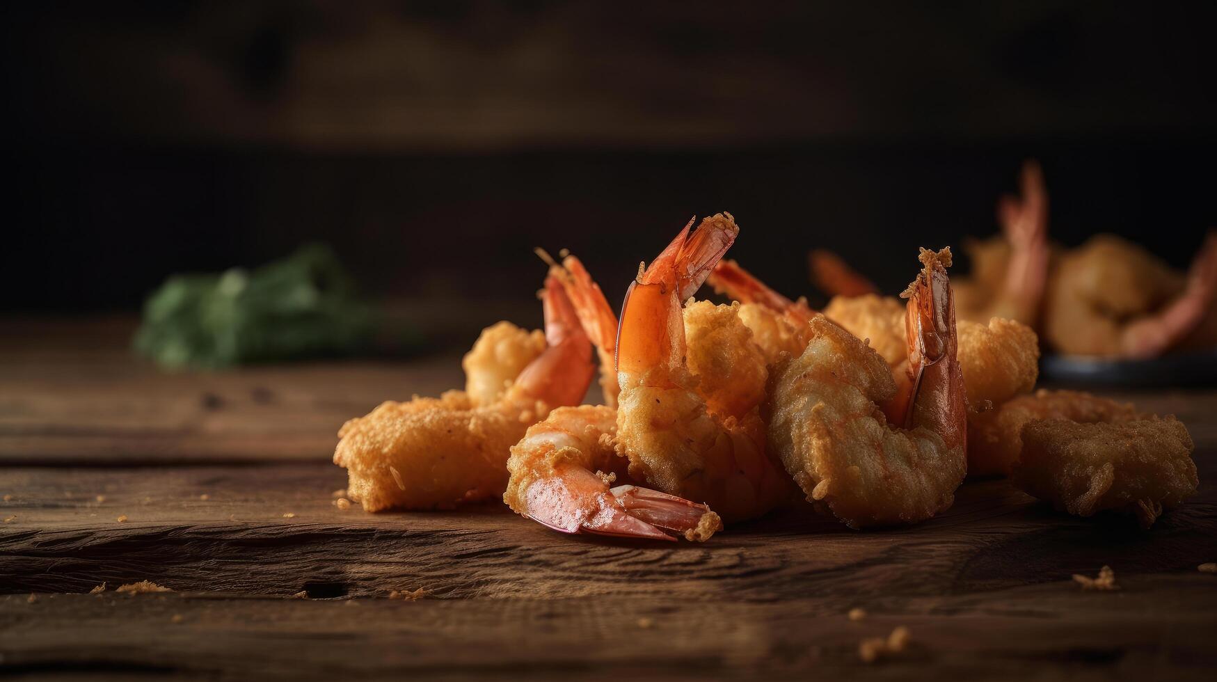 Fried shrimps background. Illustration photo