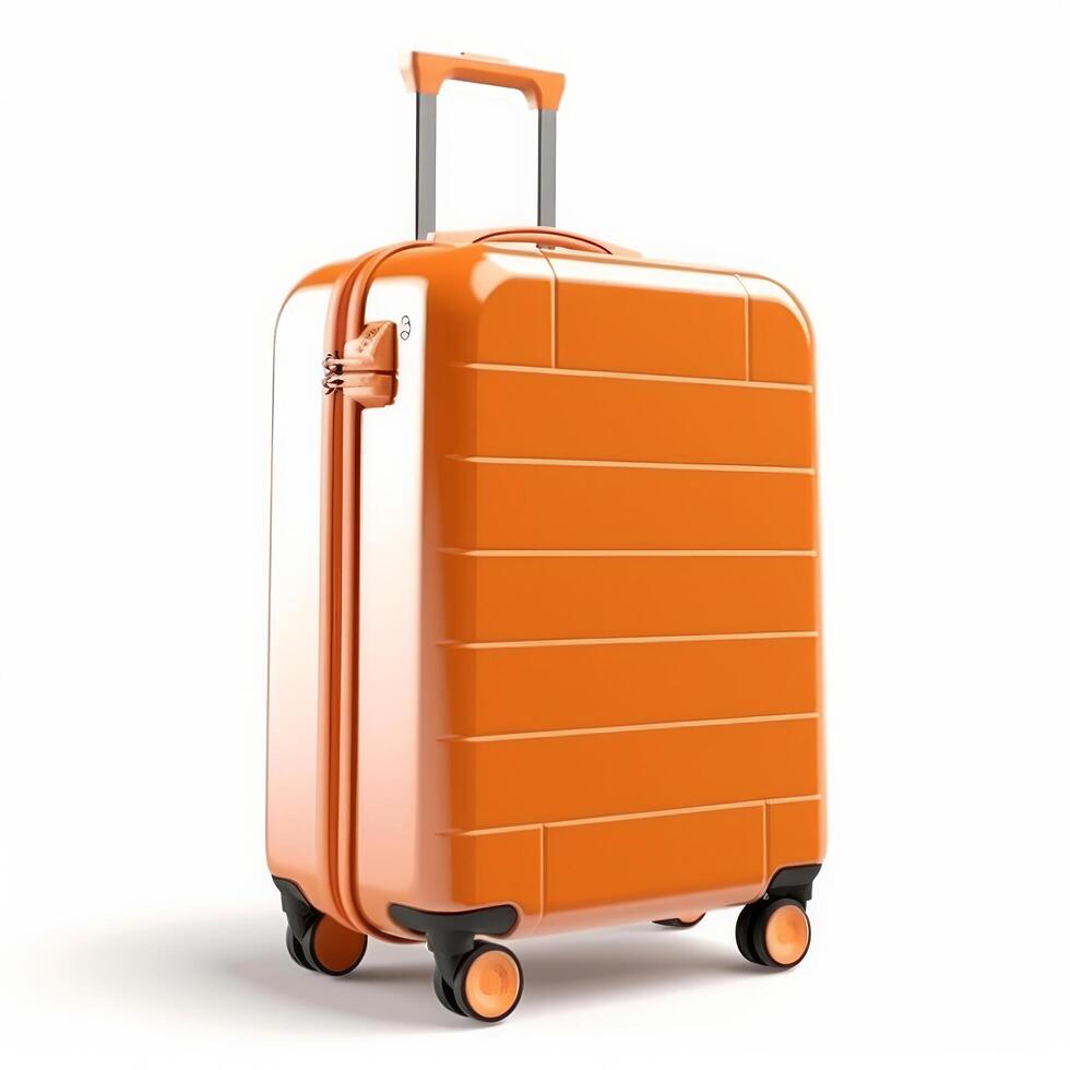 Orange suitcase isolated. Illustration photo