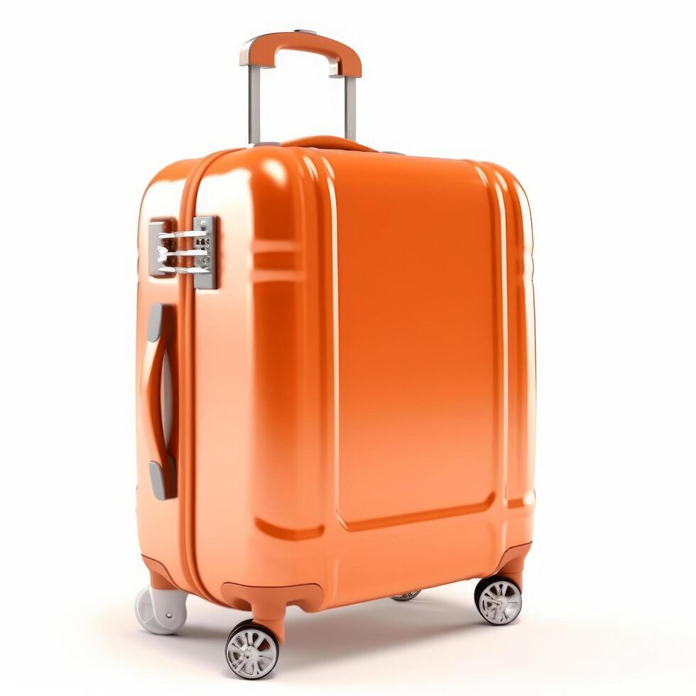 Orange suitcase isolated. Illustration photo