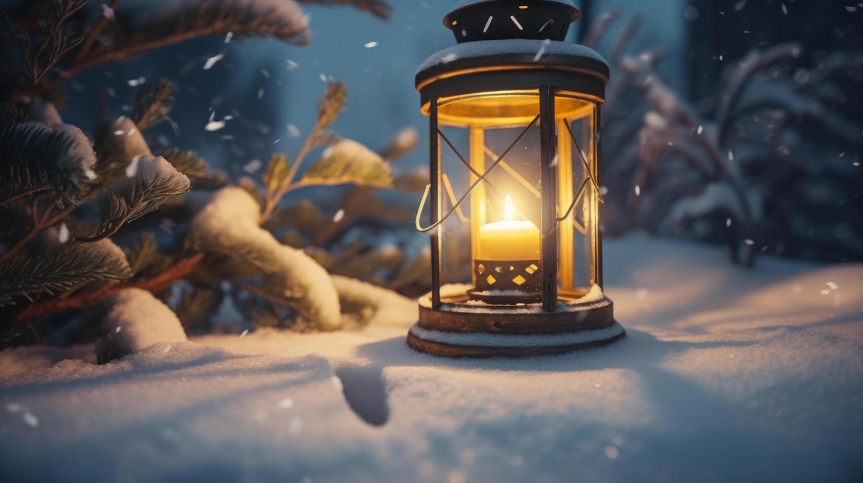 Christmas background with lantern. Illustration photo