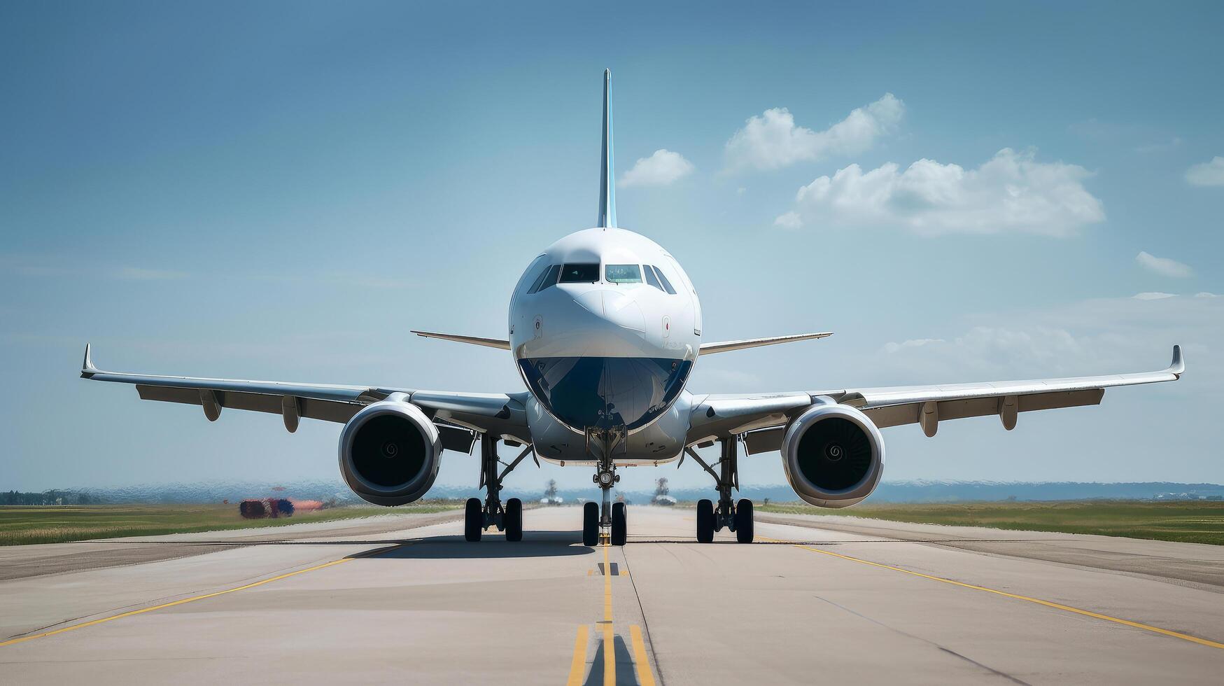 avión en el pista. ilustración ai generativo foto