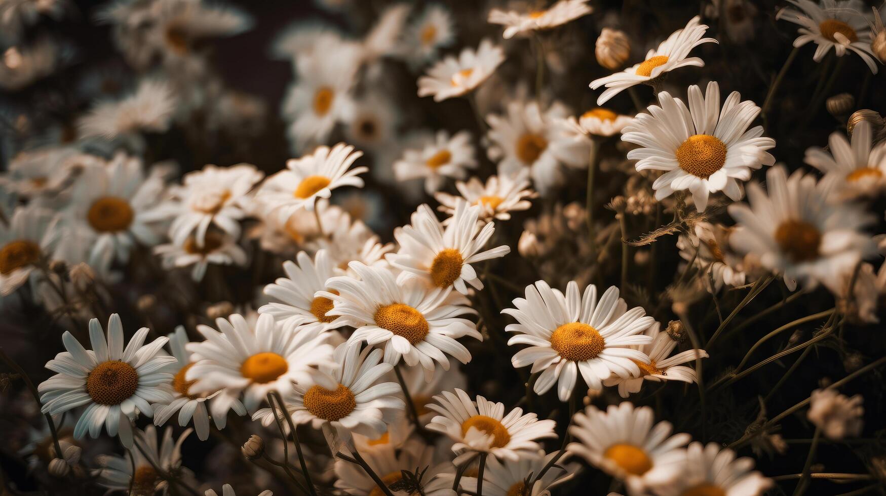 Chamomile flowers background. Illustration photo