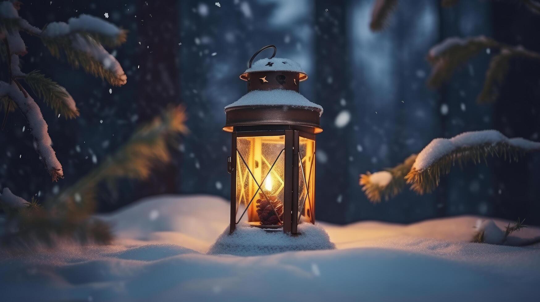 Christmas background with lantern. Illustration photo