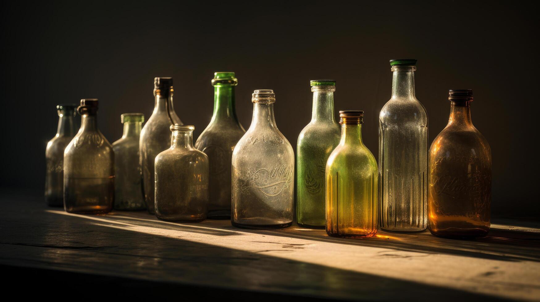 Vintage bottles collection. Illustration photo