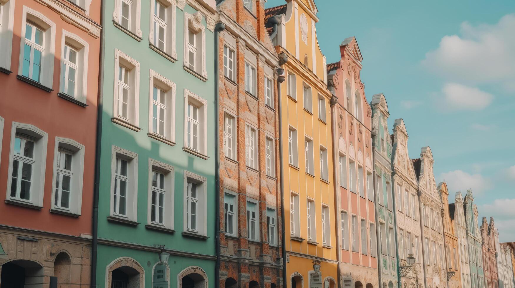 Cute old town building. Illustration photo