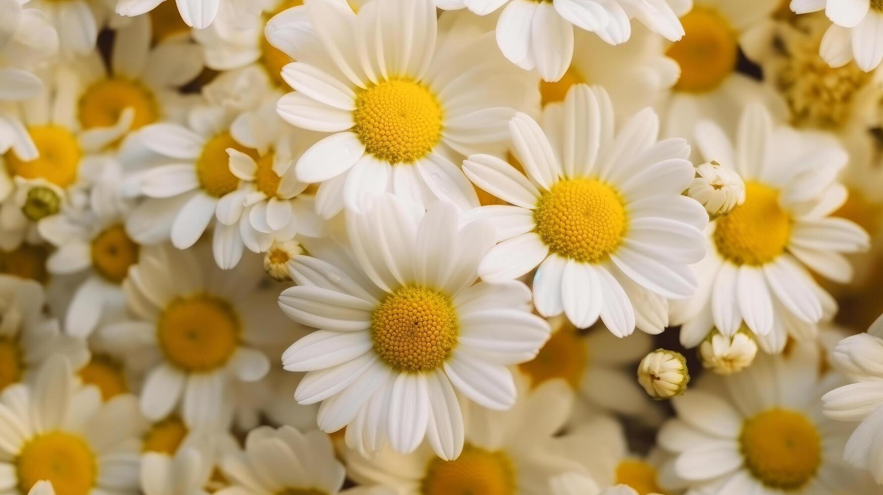 Chamomile flowers background. Illustration photo