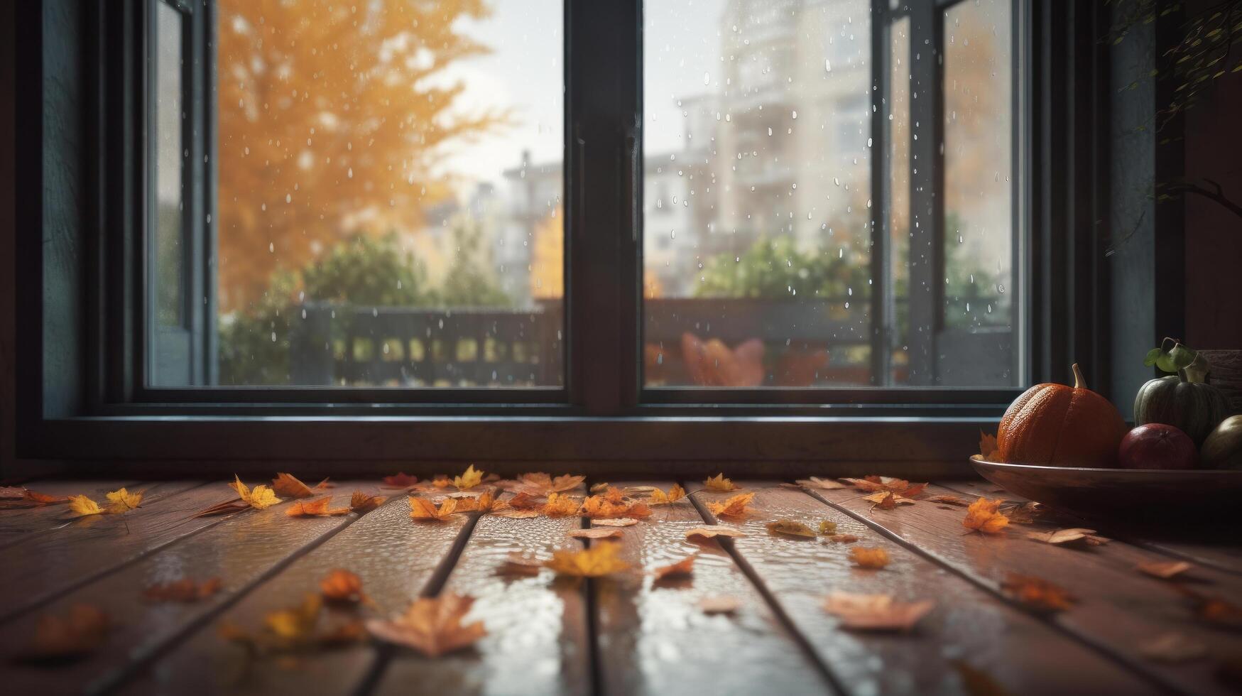 Autumn rainy background. Illustration photo