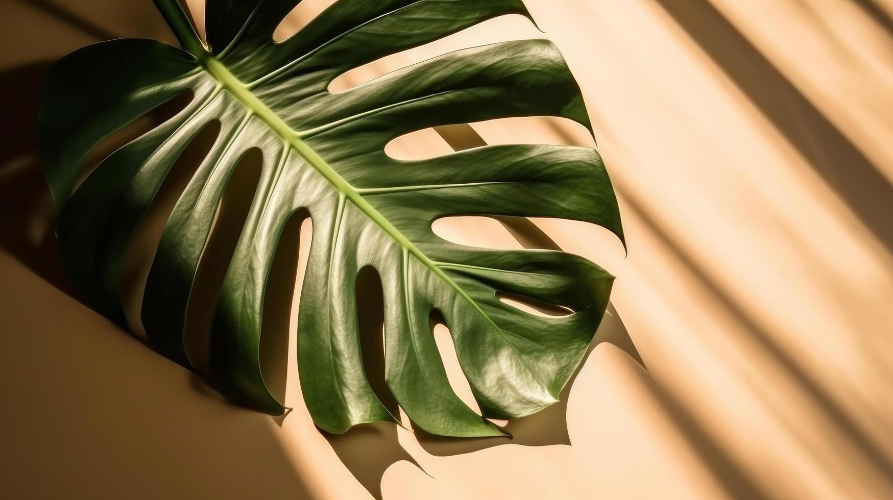 Monstera leaf. Shadow background. Illustration photo