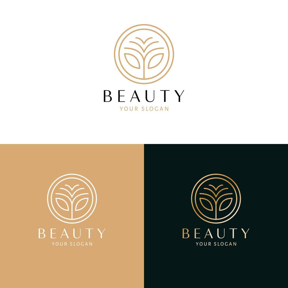 Beauty and cosmetics logo design. Abstract flower and leaves  vector logotype. Floral logo template.