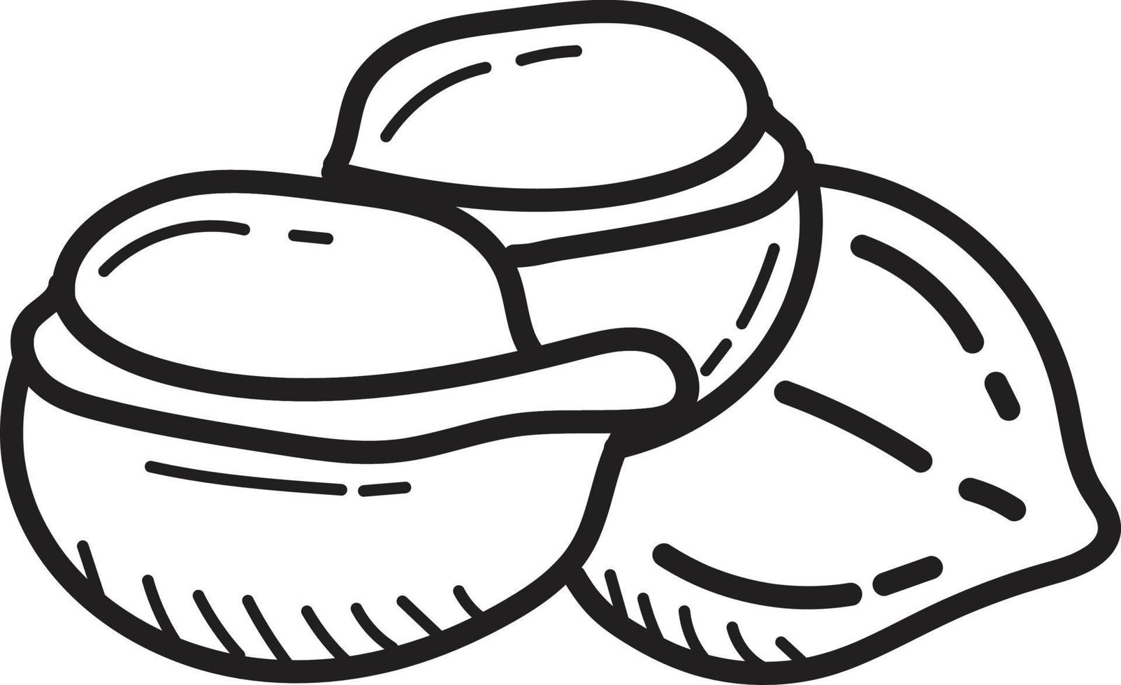 Doodle macadamia filled icon outline vector