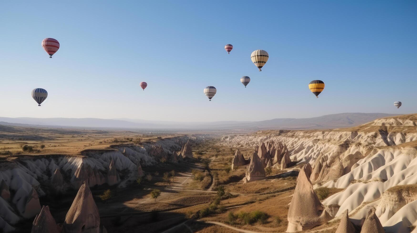 Air balloons background. Illustration AI Generative photo