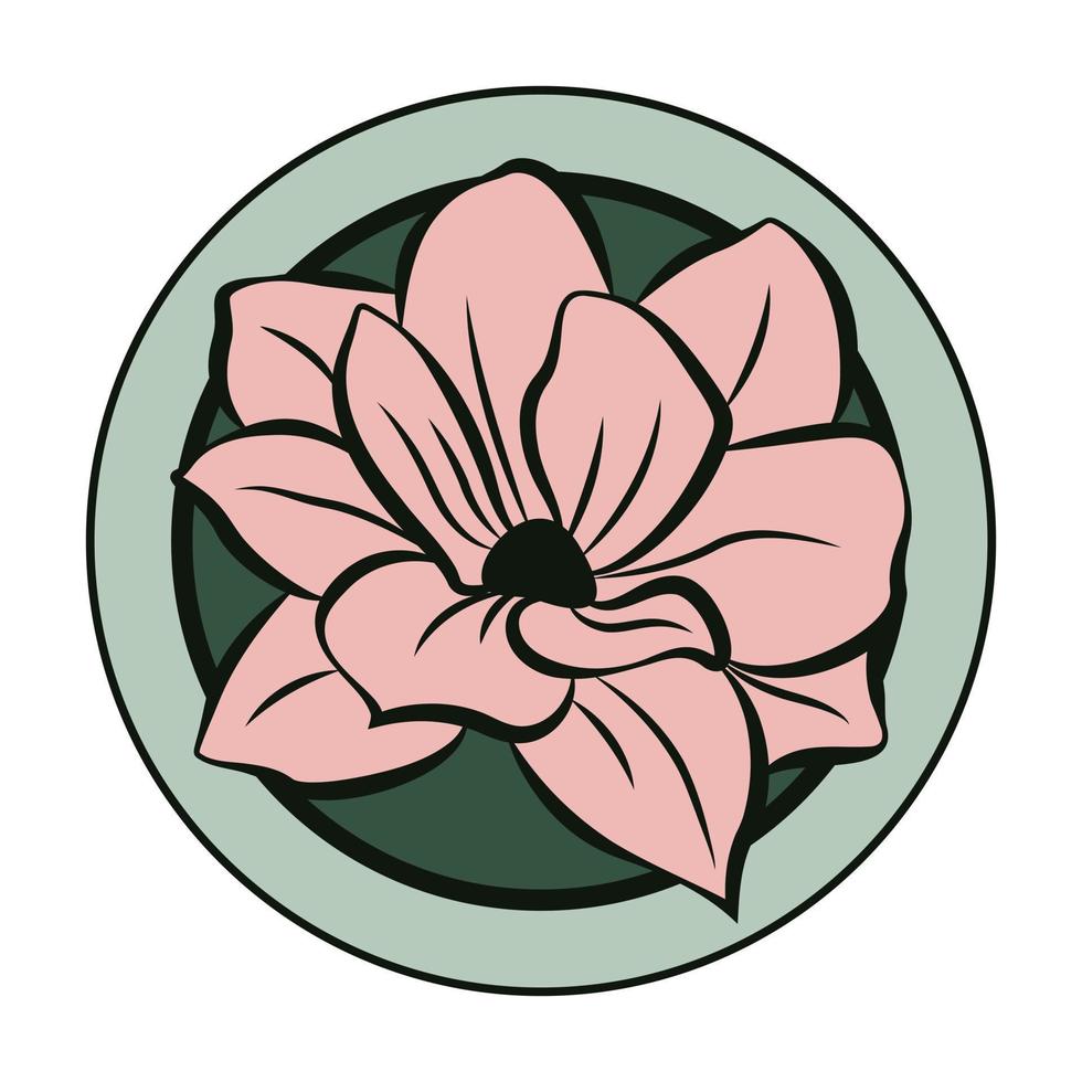 magnolia flor vector icono diseño. vistoso floral símbolo icono. redondo plano icono.