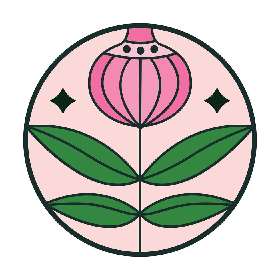 Thistle wild flower colorful vector icon design. Flat icon.