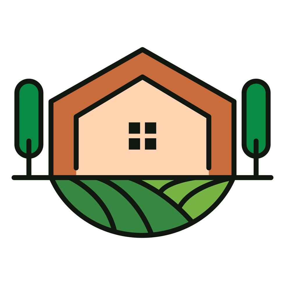 Green house and tree vector icon design. Colorful eco symbol icon. Flat icon.