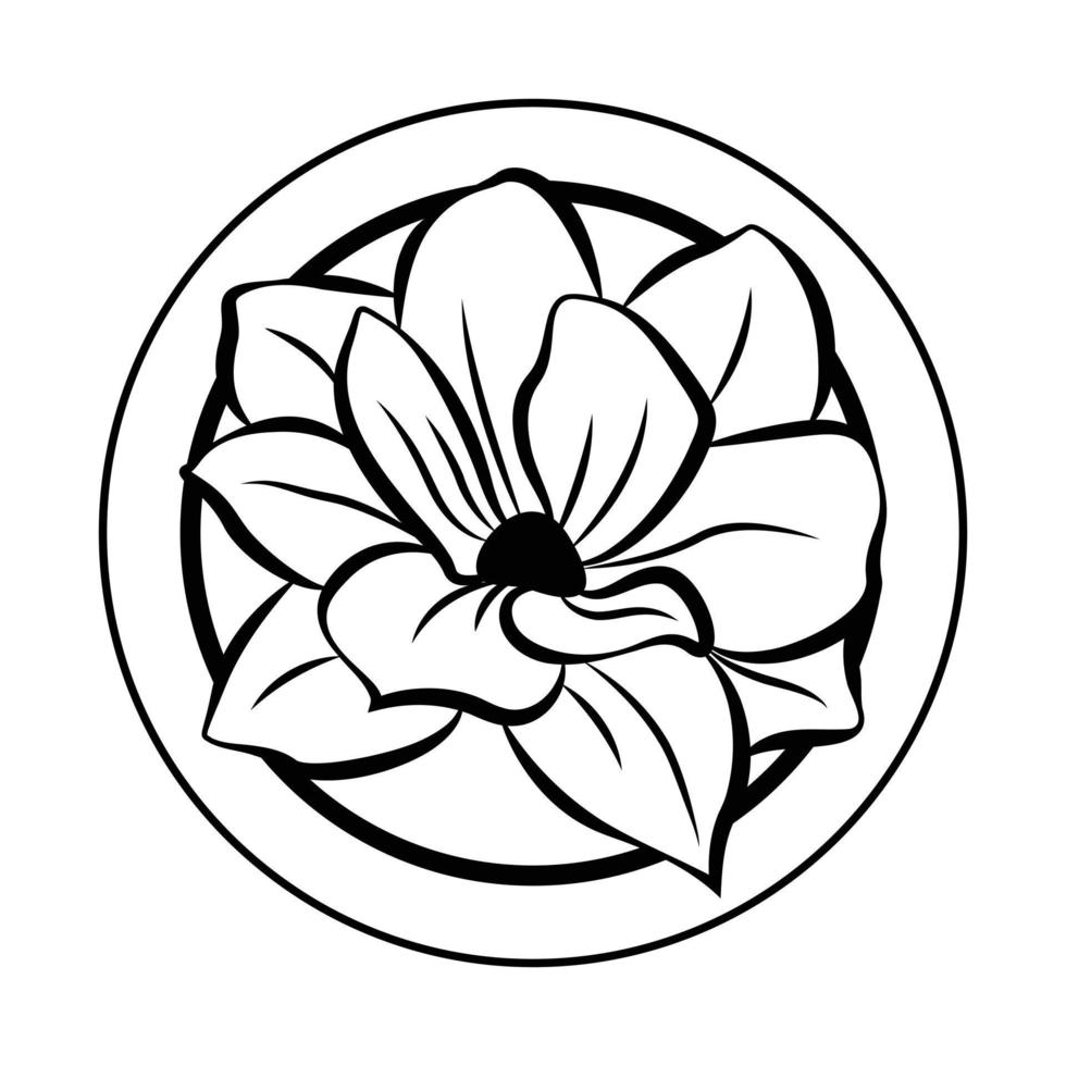 magnolia flor icono diseño. floral circulo icono símbolo. plano icono. vector