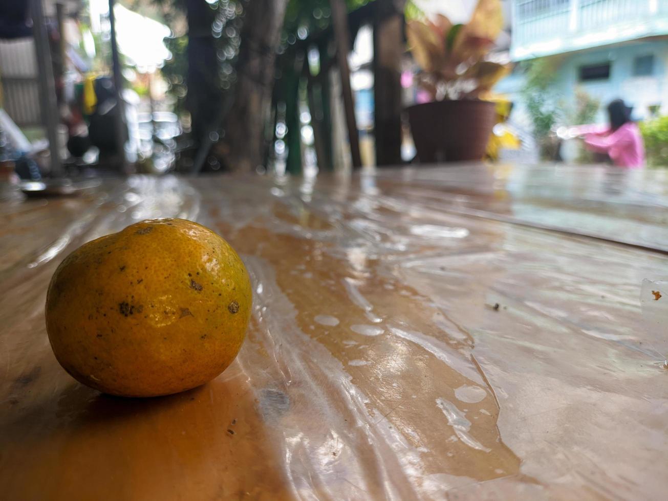 A close up of jeruk medan or medan orange fruit photo