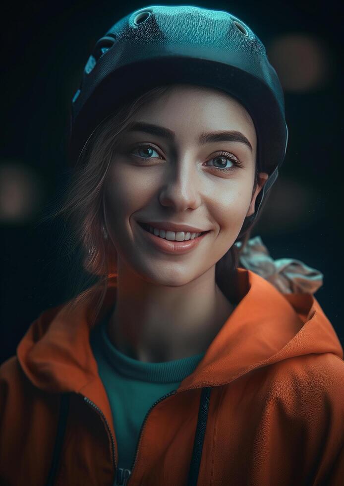 Girl on bicycle. Illustration photo