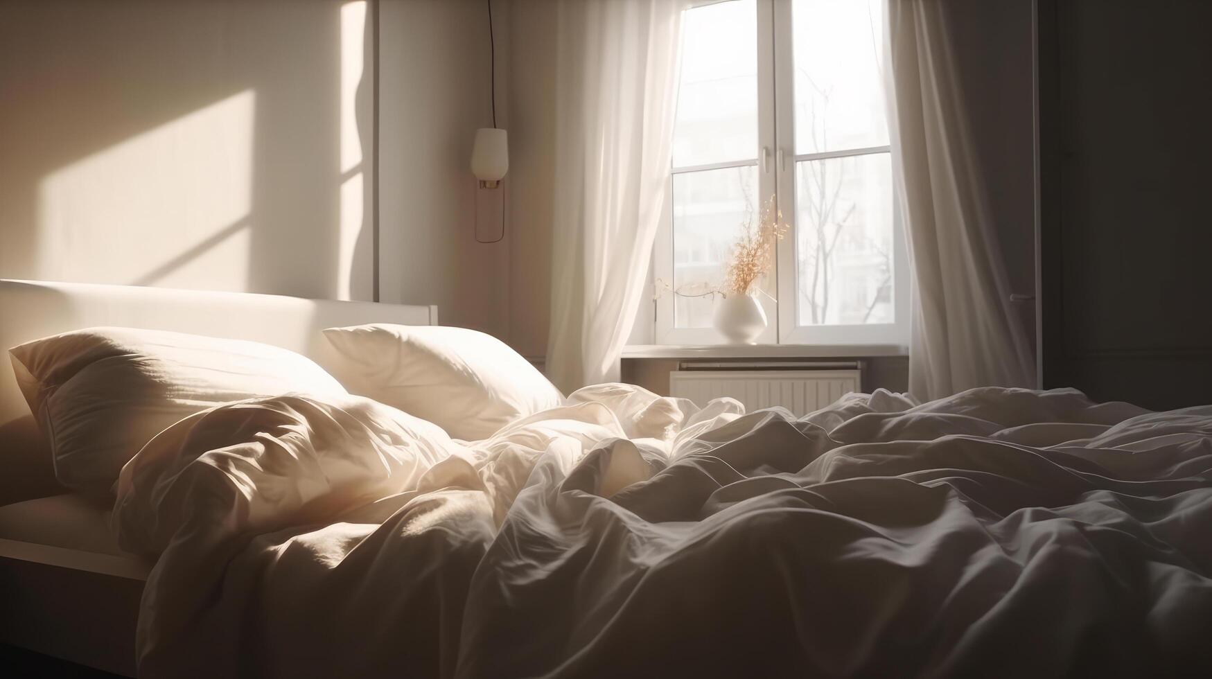 Home morning bedroom. Illustration photo