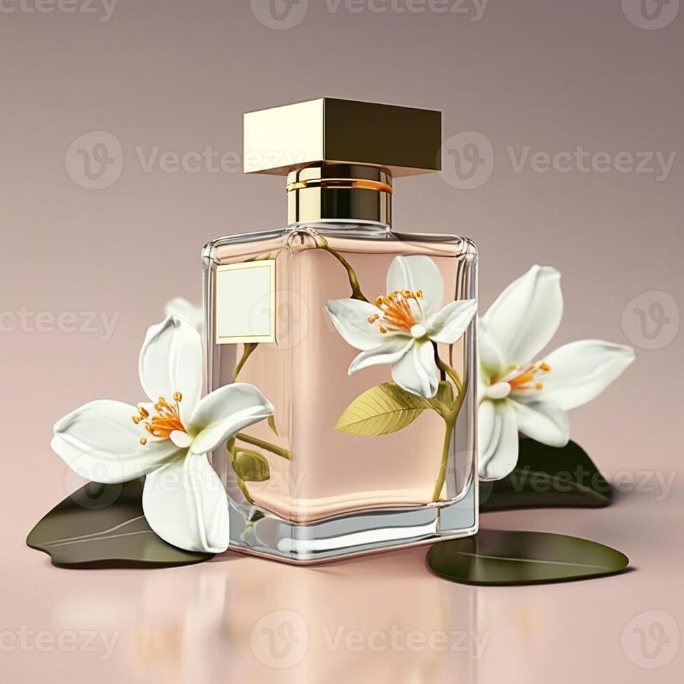 luxury jasmine perfume Bottle . photo