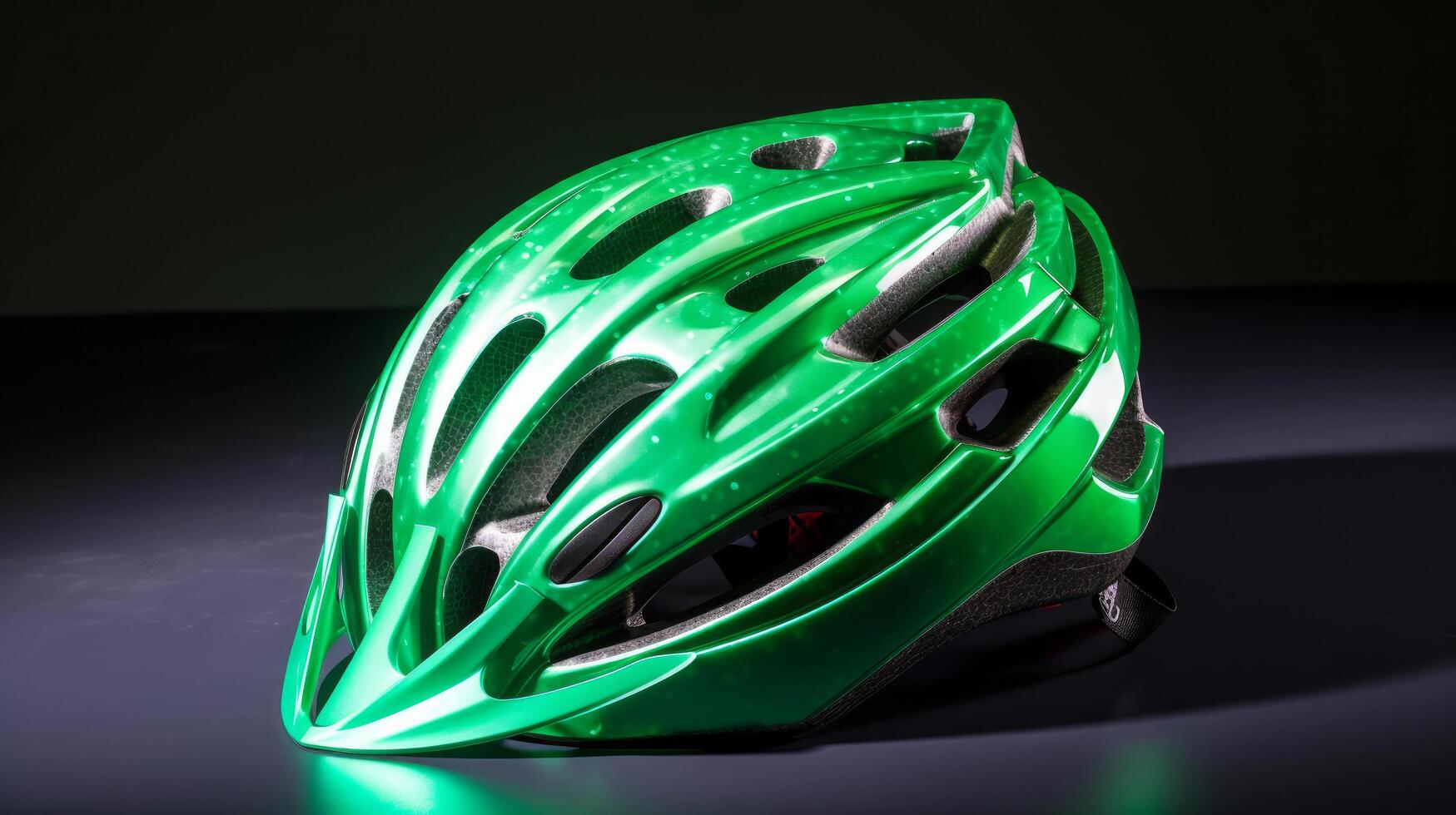 Green bicycle helmet. Illustration photo