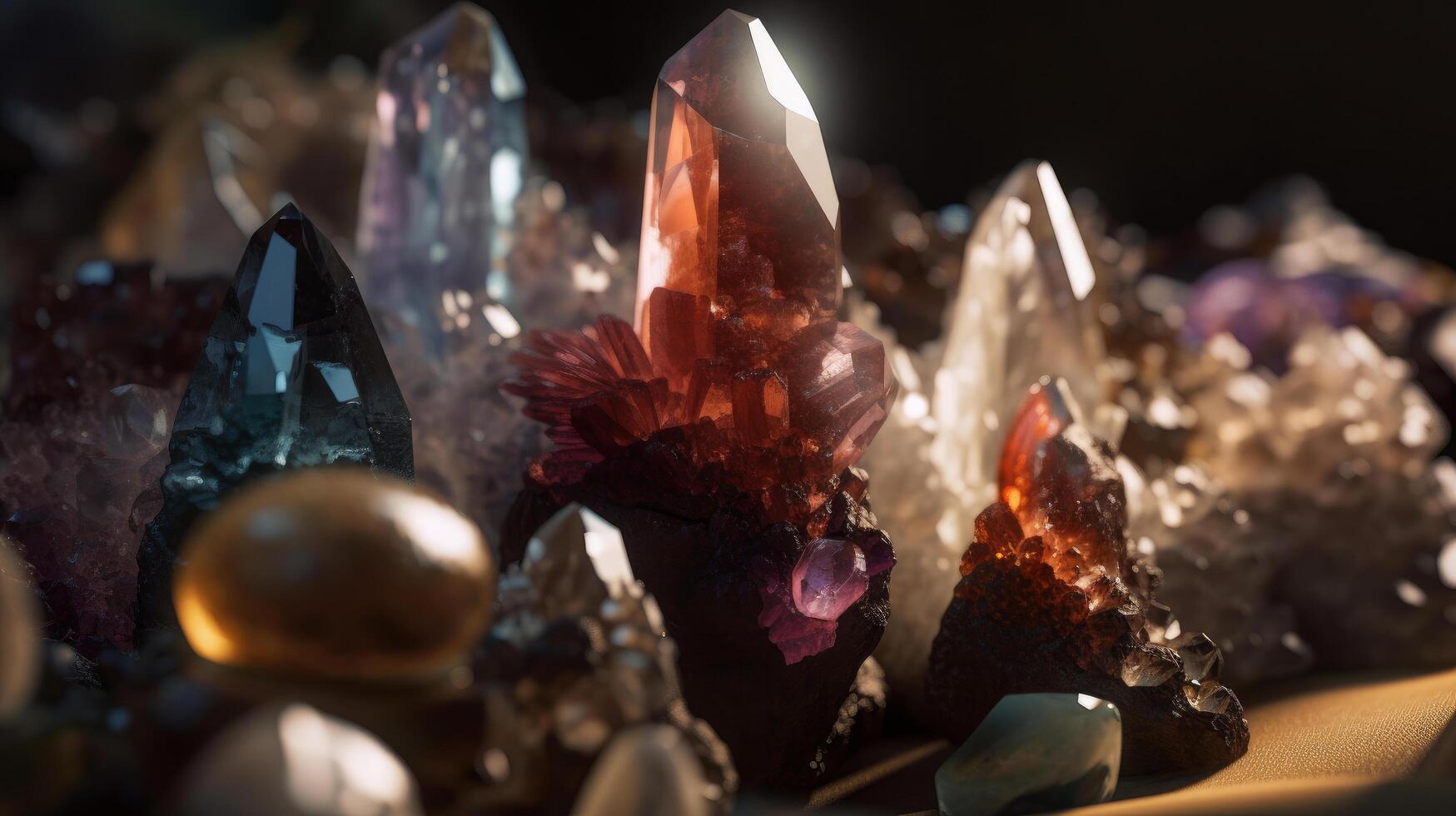 Crystals and minerals. Illustration photo