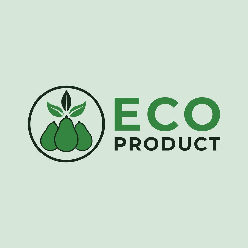 Eco product vector logo design. Avocado in circle logotype. Organic product company logo template.