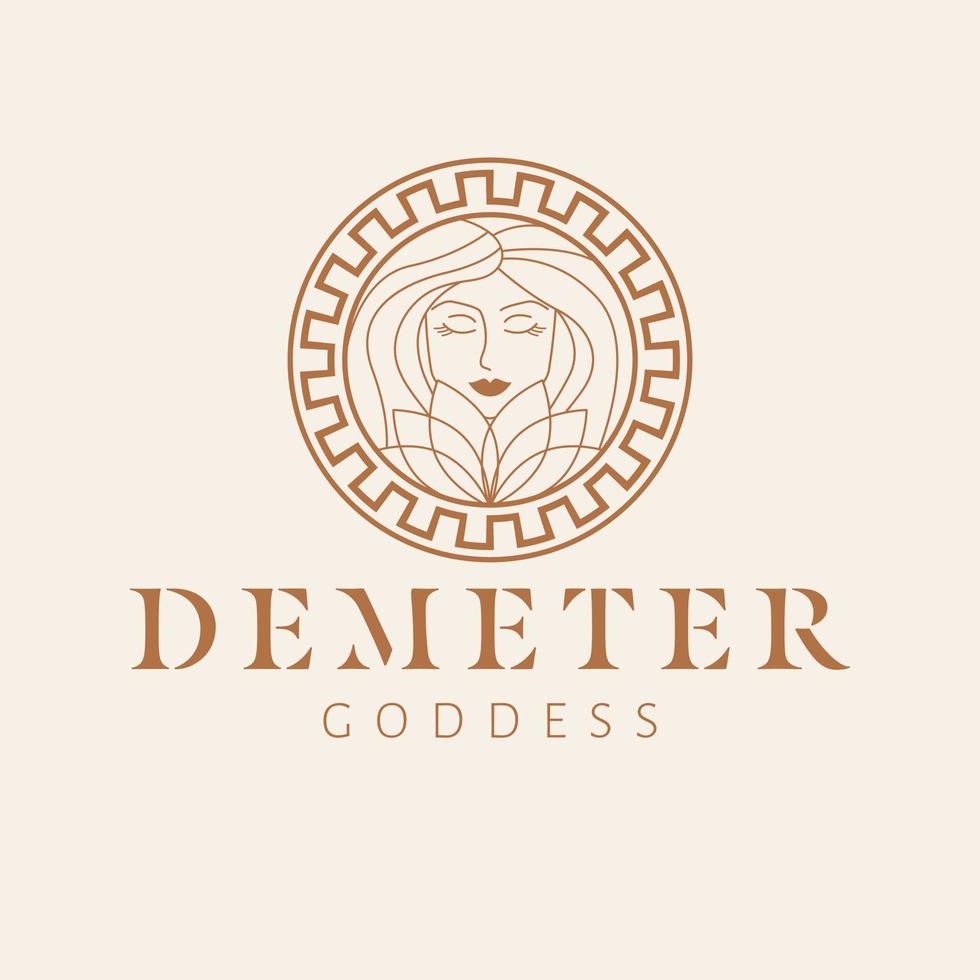 demeter diosa logo diseño. griego diosa vector logotipo belleza y Arte industria logo modelo. diosa de Fertilidad, el patrona de agricultura