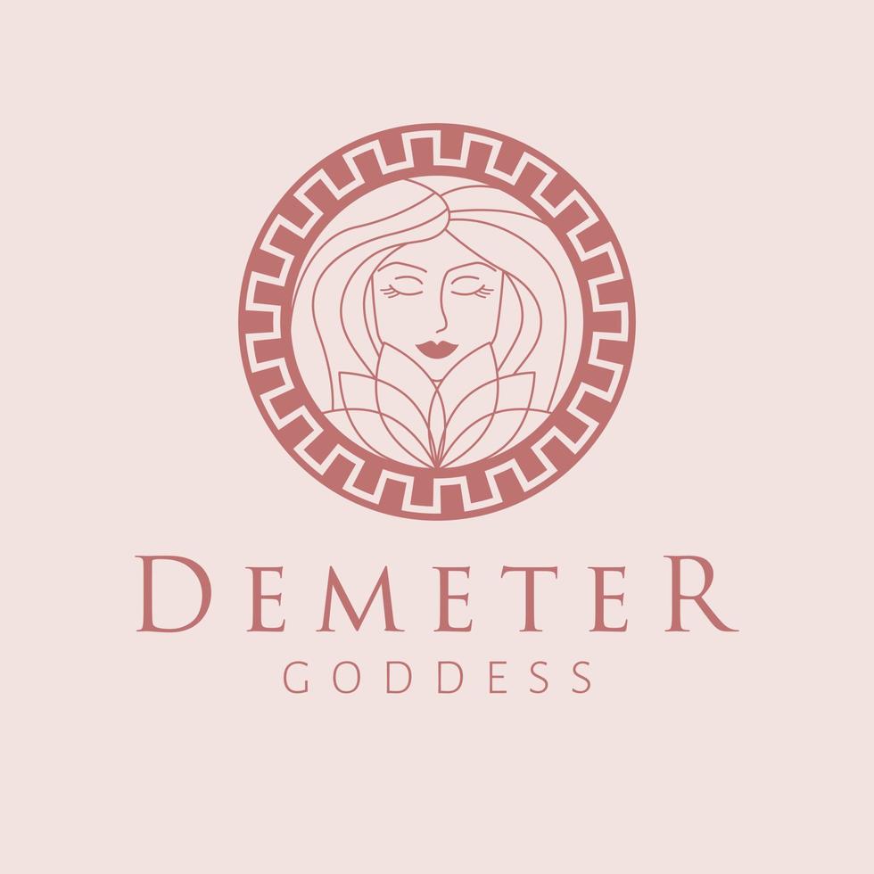 demeter diosa logo diseño. griego diosa vector logotipo belleza y Arte industria logo modelo. diosa de Fertilidad, el patrona de agricultura