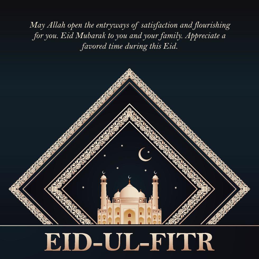 Eid al fitr Mubarak With mosque  vector Illustration