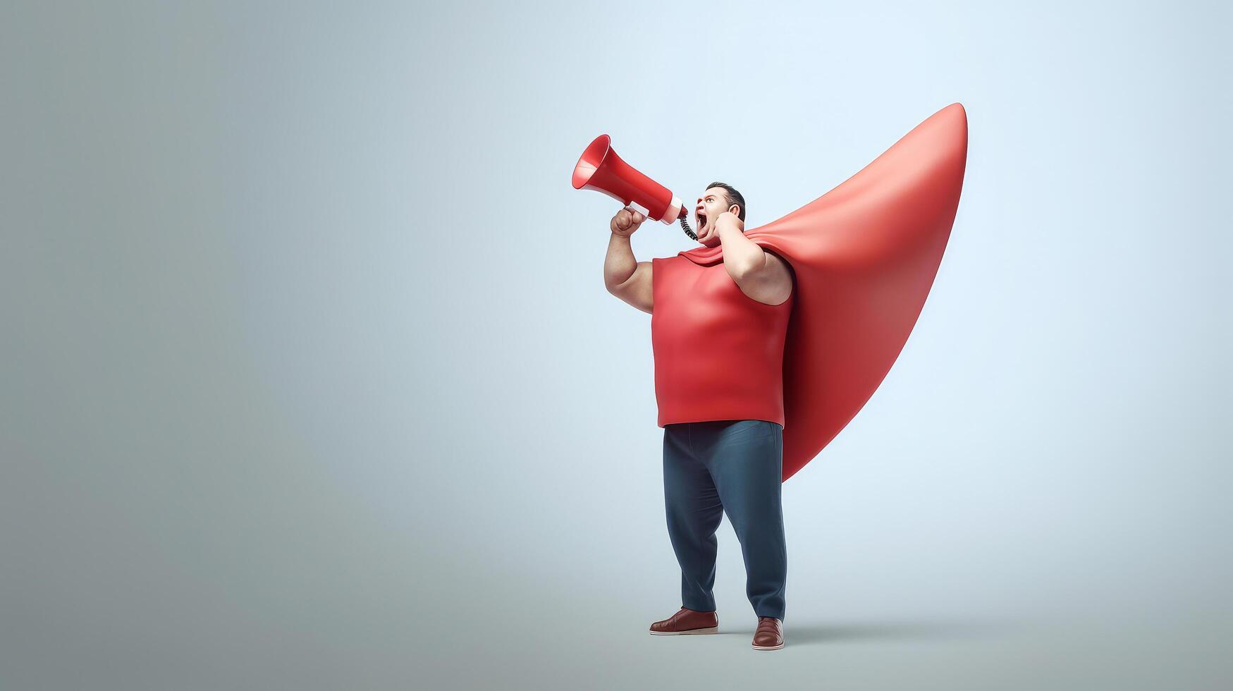 Superhero with megaphone. Illustration photo