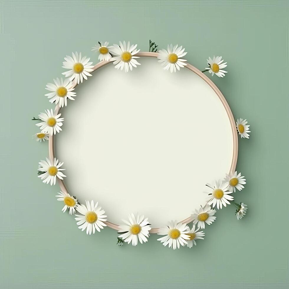 Circle chamomile frame. Illustration photo