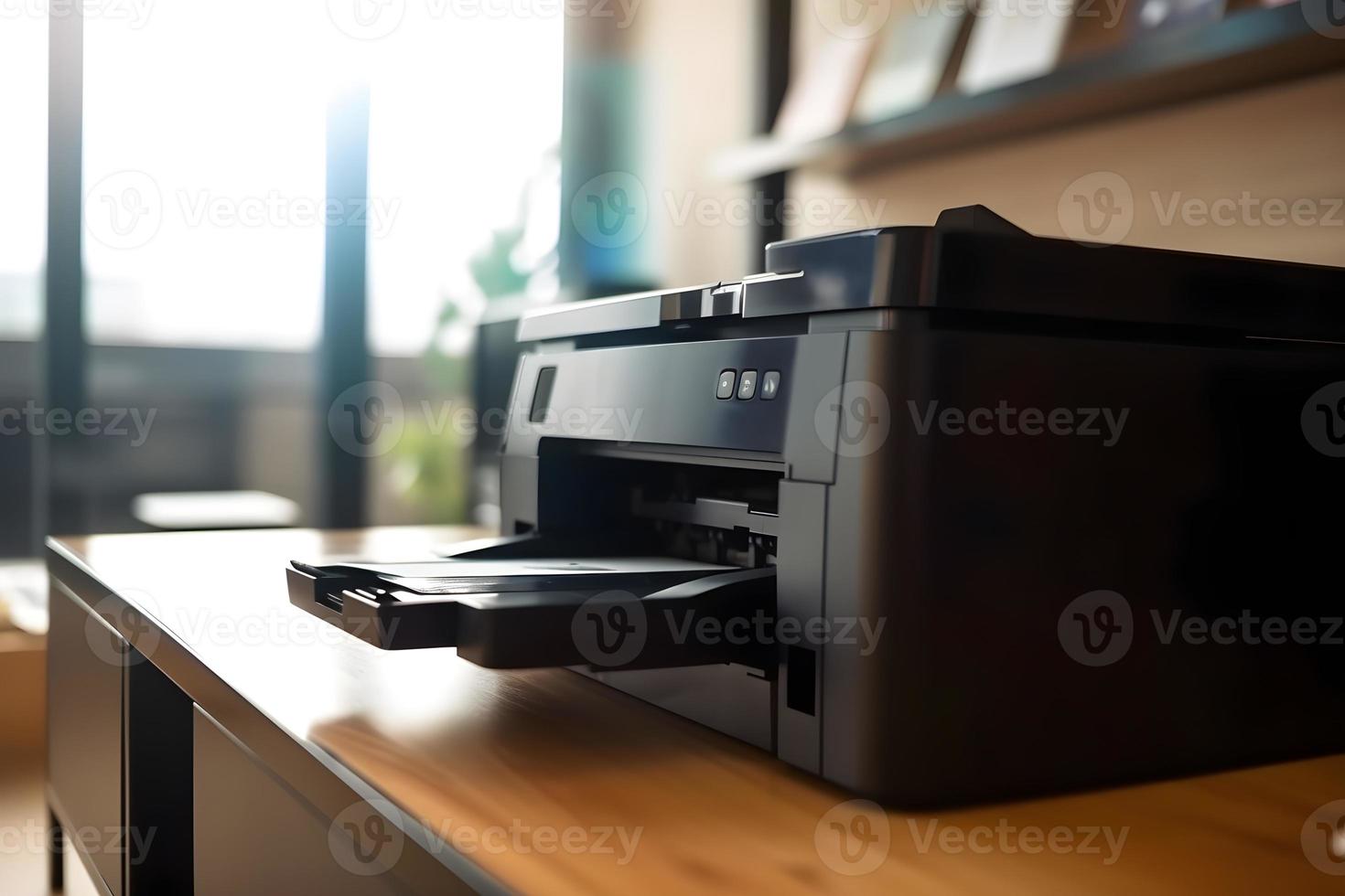 Modern copier and printer in office table photo