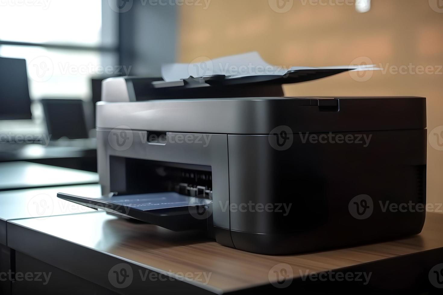 moderno impresora escáner impresora en oficina mesa foto