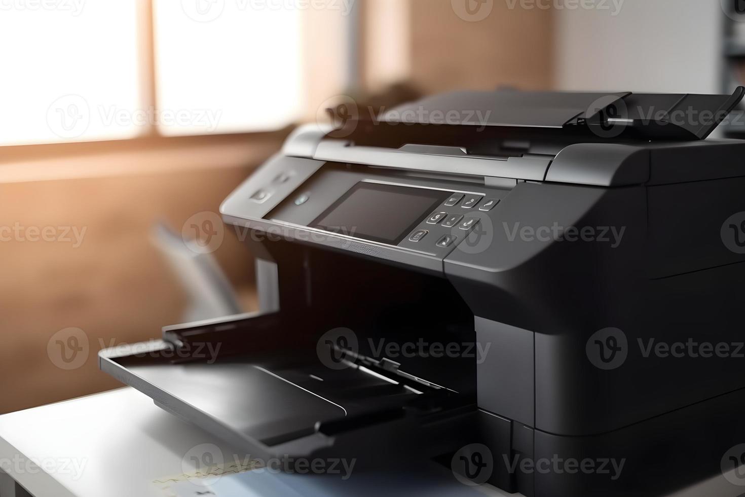 Modern printer copier scanner printer in office table business printer photo