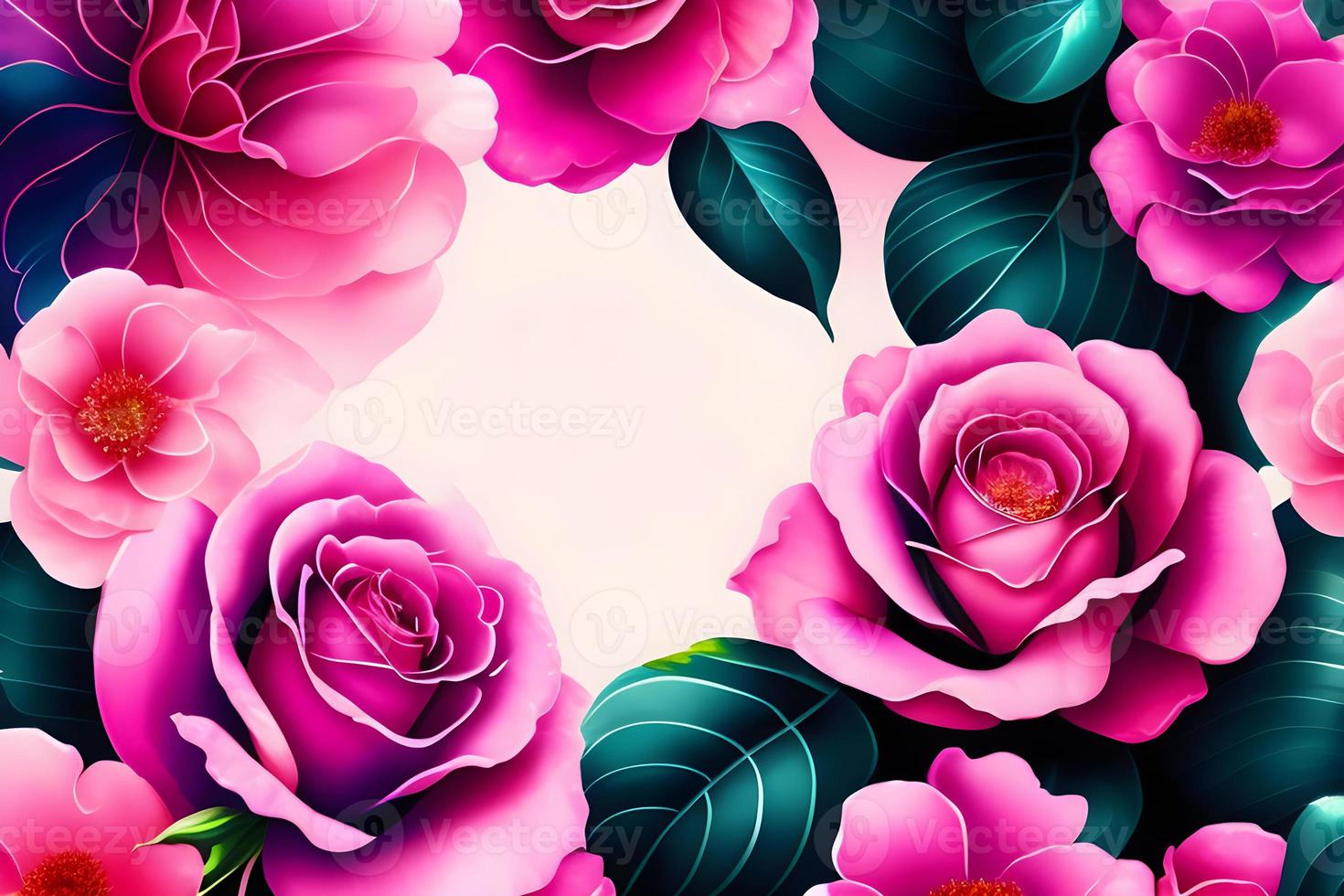 Colorful background illustration with water colors from the spring and roses, flowers, mothers day and valentines season copy space photo