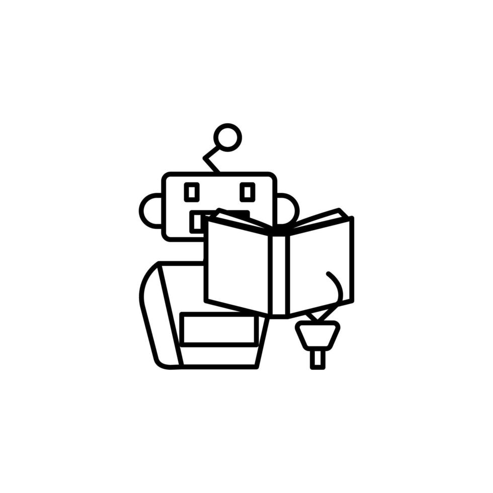 Learning machine read book concept line vector icon