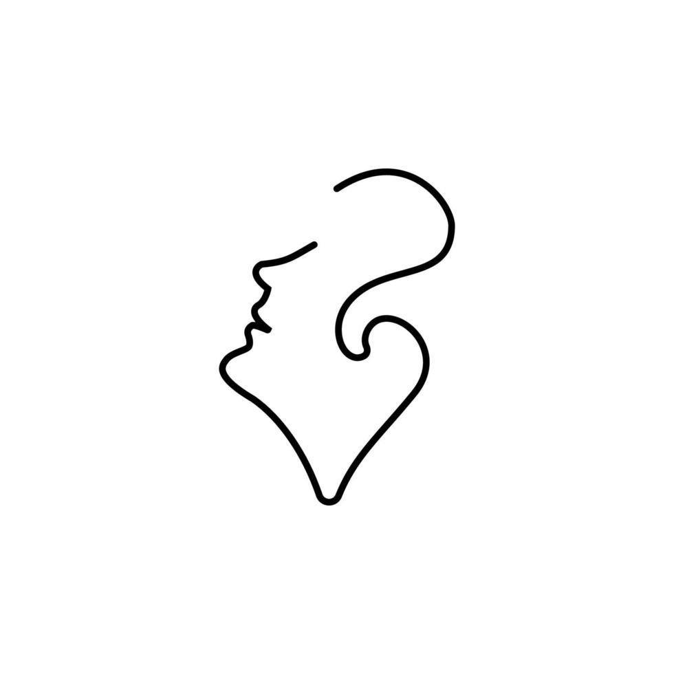 one line, face, woman vector icon