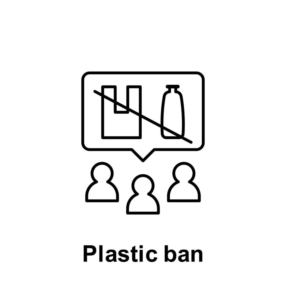 Plastic ban, social awareness vector icon