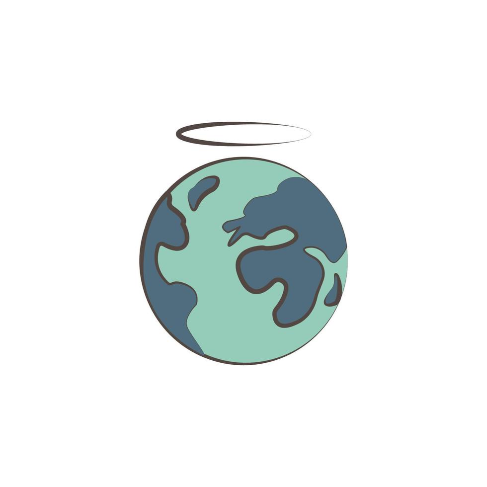 land with a halo sketch style vector icon