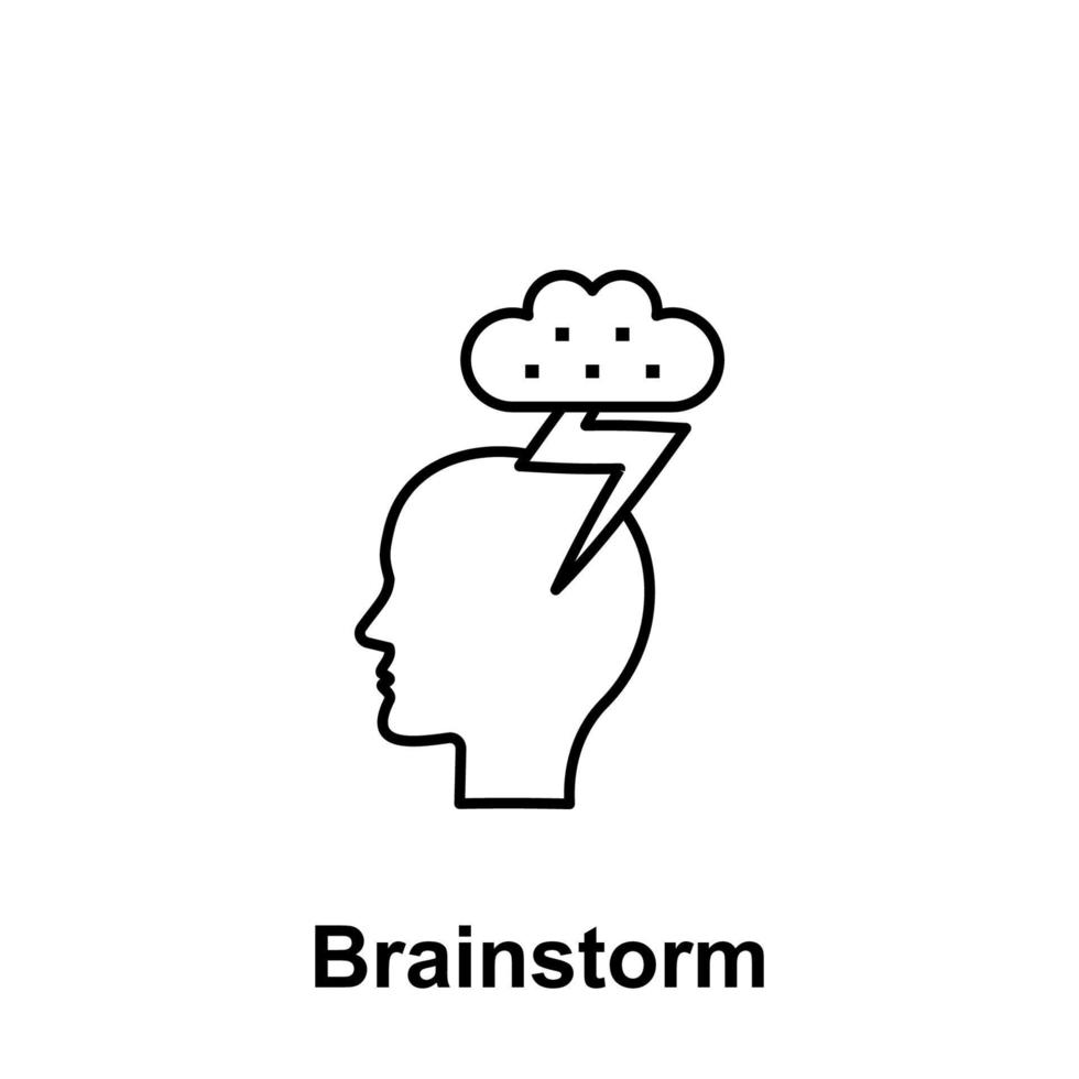 Head, cloud, thunder vector icon
