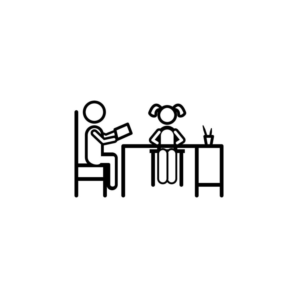 Home schooling, parent teaching vector icon