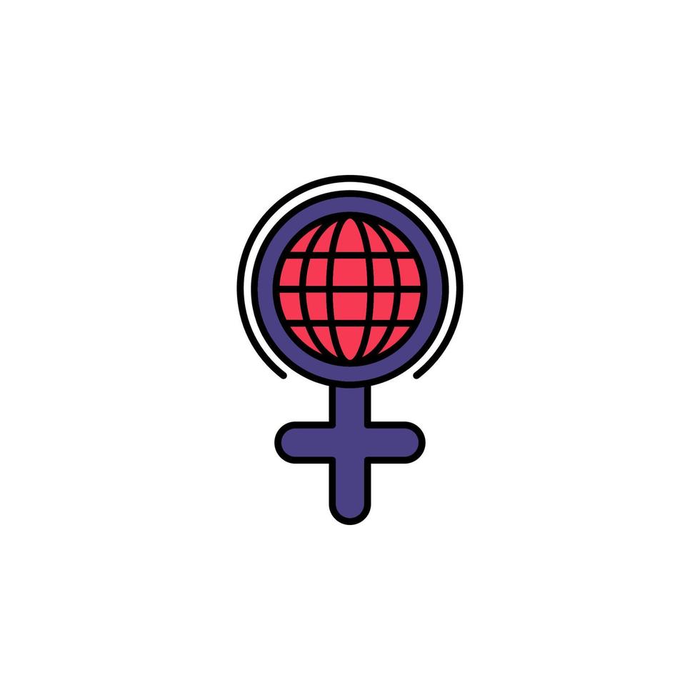 De las mujeres día, Venus, signos,globo cuadrícula vector icono