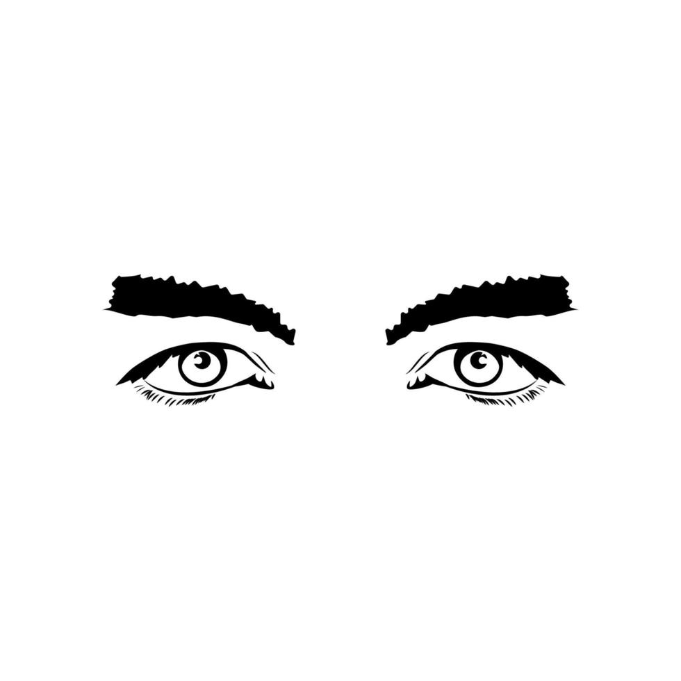 Realistic man eyes black and white vector icon