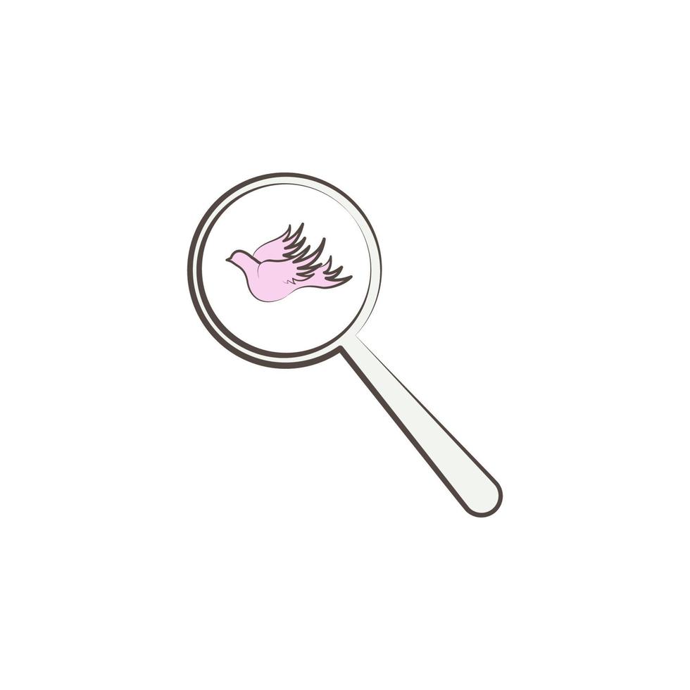 magnifier and dove sketch style vector icon